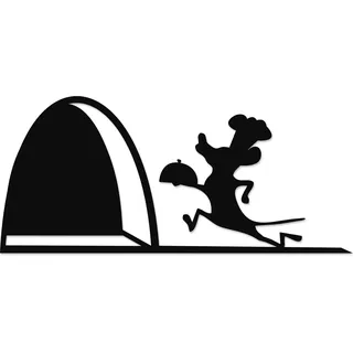 easydruck24de Aufkleber Mauseloch Maus als Chef-Koch I schwarz glänzend I 18 x 8 cm I Wandtattoo I selbstklebend I Heim-dekoration I Mausaufkleber I you0147