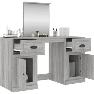 vidaXL Schminktisch mit LED-Leuchten Grau Sonoma cm