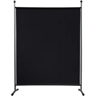 Quick Star Paravent 150 x 190 cm Stoff Raumteiler Groß Stellwand Trennwand Balkon Sichtschutz Schwarz