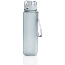 Xavax Trinkflasche, 1 l (Trinkflasche Sport auslaufsicher, Wasserflasche für kohlensäurehaltige Getränke, Sportflasche mit praktischem Henkel und Klickverschluss, als Fahrradflasche geeignet) blau
