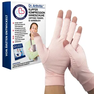 Von Ärzten Entworfen, Arthrose Handschuhe Mit Kupfer, Kompression für Frauen und Männer, Arthritis/Fingerlose Handschuhe für Schmerzlinderung und Wärme. Pink, M.