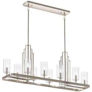 Elstead Lighting Kronleuchter , Nickelfarben , Metall, Glas , 55.8x32.5x113.7 cm , Grüner Punkt, RoHS , höhenverstellbar , Lampen & Leuchten, Innenbeleuchtung, Hängeleuchten, Kronleuchter