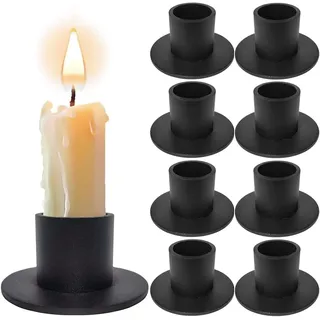 8 Stück Schwarze Kerzenständer,Retro Candlelight Dinner Kerzenhalter, für Wohn,Esszimmer und Schlafzimmerdekoration Kamindekoration