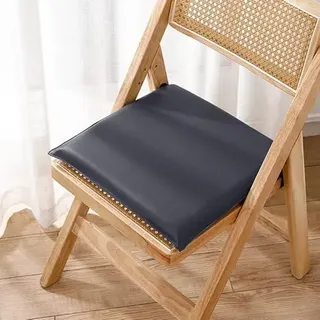 Stuhlkissen Sitzkissen mit Reißverschluss, Kunstleder Sitzauflage für Innen Büro, Gefüllte Gedächtnisschaum Latex, rutschfest, Quadrat Rechteck, Wasserdicht, Einfarbige Farbe,Blau,45x50x3cm