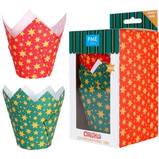PME Legend PME Weihnachtliche Tulpen-Muffinförmchen - Sterne (24 Stück), Średni