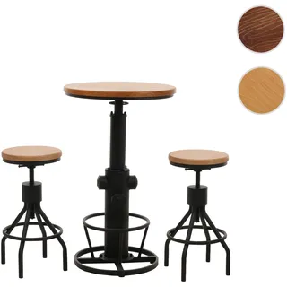 Set Bartisch + 2x Barhocker HWC-N17, Barstuhl Stehtisch höhenverstellbar drehbar Fußablage Industria