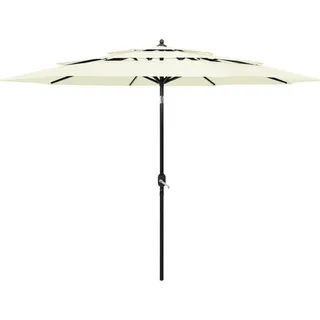 The Living Store Sonnenschirm mit Aluminium-Mast 3-lagig Sandfarben 3 m - Beige