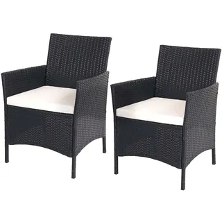Mendler Halden Korbsessel 2er-Set anthrazit/creme