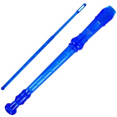 A-Star Sopran-/Descant-Schulblockflöteninstrument, englische/barocke Griffweise – Tonart C mit Lerntabelle, Tasche, Putzstock – Blau
