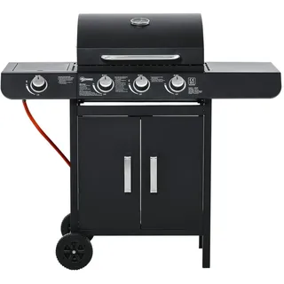 Outsunny Gasgrill mit 3 Brennern schwarz