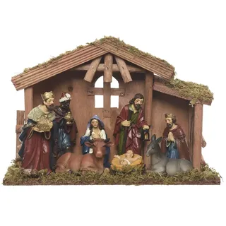 Schöne Geburt: Dieses wunderschöne Krippen-Set enthält 8 Figuren von 12 cm mit den Maßen 15 x 8 x 13 cm. Perfekt, um Ihr Zuhause zu Weihnachten zu verschönern und die handwerkliche Tradition zu