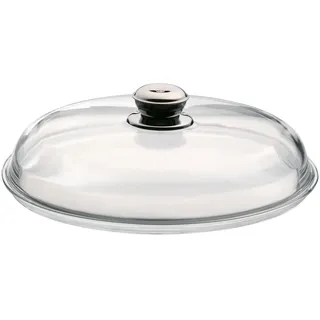 WMF Glas-Pfannendeckel 32 cm, Deckel für Pfannen, Deckel mit Metallknauf, hitzebeständiges Glas, spülmaschinengeeignet