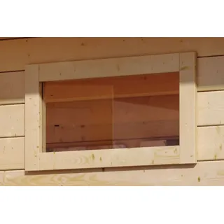 Saunafenster KARIBU "40x1220x420 mm Klarglas", beige (naturbelassen), B:122cm H:42cm, Glas, Massivholz, Fenster, Saunafenster, für natürliches Licht im Saunainnenraum