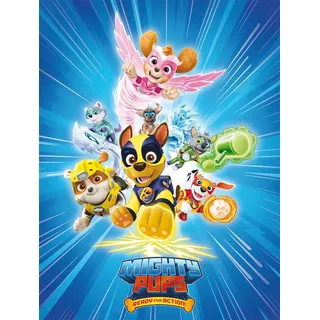 Leinwandbild BÖNNINGHOFF "Wandbild MIGHTY PUPS PAW PATROL 46x61 cm – Leinwandbild Keilrahmen", blau (farbe bild(er): blau, rosa, gelb, grün, rot), B:46cm H:61cm T:1,8cm, Canvas, MDF, Bilder, Leinwandbild, auf Keilrahmen gespannt