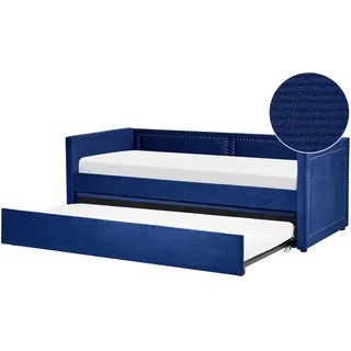 Beliani Ausziehbett Cord MIMIZAN 90 x 200 cm blau