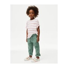 M&S Collection Pantalon 100% coton avec cordon (du2 au 8ans) - Green, Green - 3-4 Y
