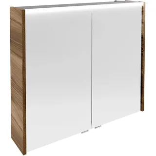 Fackelmann LED-Spiegelschrank Verona 80 cm 2 Türen Nussbaum