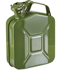 Bild von Benzinkanister Liter, 5 Liter, Reservekanister Benzin & Diesel, auslaufsicher, Tragegriff, Kanister Metall, olivgrün