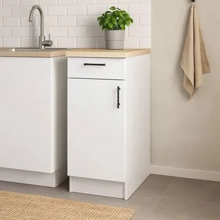 Dmora - Schrank 1 Tür mit Schublade Casnigo, Mischaufbewahrungsmodul, Küchenschrank mit Tür und Schublade, Multifunktionsmodul, 40x60 h90 cm, Weiß und Eiche