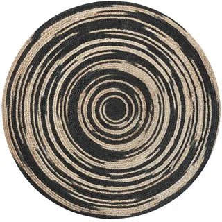 Beliani Teppich geflochten Artora 140/140 cm , Beige , Naturmaterialen , Patchwork , Rund , 140x140 cm , Teppiche und Böden, Teppiche, Webteppiche