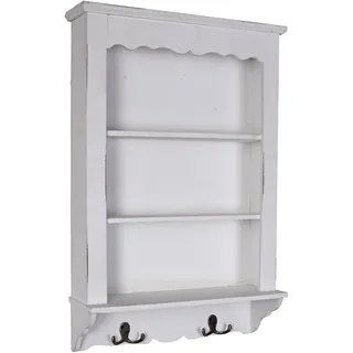 Wandregal Landhaus Küchenregal Shabby Handtuchhaken Handtuchhalter Regal Weiss