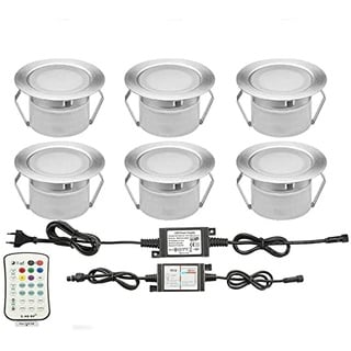 6er Led Bodeneinbauleuchten Aussen RGBWW (4 in 1) Ø45mm IP67 Wasserdicht LED Einbaustrahler Terrasse Küche Garten Led Lampe