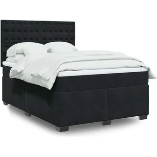 Langlebige Boxspringbett mit Matratze Schwarz 160x200 cm Samt Gästebett mit Lattenrost Möbel7152333 - Schwarz