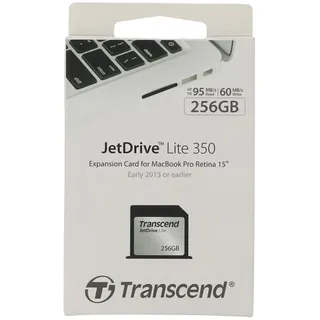 Transcend JetDrive Lite 350, 256 GB, 95 MB/s, 55 MB/s, Staubresistent, Schockresistent, Wasserfest, Schwarz, Silber