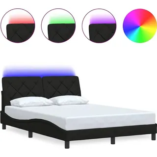 vidaXL Bettgestell mit LED ohne Matratze Schwarz 120x200 cm Stoff