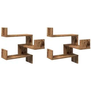 Wand-Eckregale 2 Stk. Altholz-Optik 40x40x49,5 Holzwerkstoff - Braun