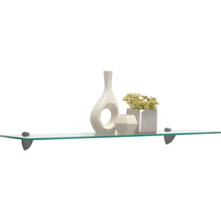 Boxxx Glasablage , Klar, Edelstahlfarben , Metall, Glas , 78x0.6x18 cm , Wohnzimmer, Regale, Wandboards