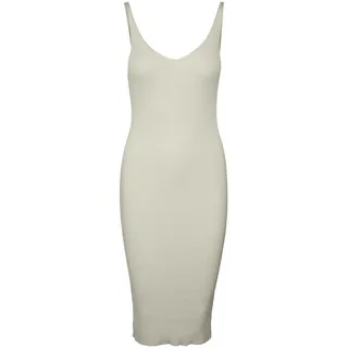 VERO MODA Damen Vmgold Rib Sl V-NCK Belowkn Dress Kleid, Birch, M EU