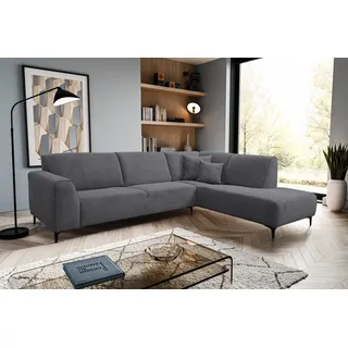 VENASI MULA Rechts Ecksofa ohne Schlaffunktion Sofa L Form Eckcouch Couchgarnitur Couch DUNKELGRAU - Dunkelgrau