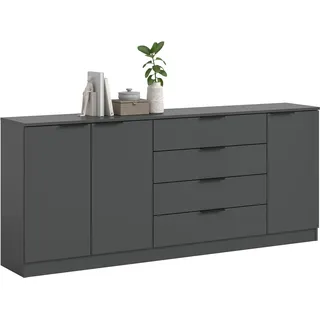 Sideboard HOME AFFAIRE "SKARDE, Breite 185 cm, 4 Schubkästen, 3 Türen, viel Stauraum", anthrazit, B:185cm H:80cm T:35cm, FSC-zertifizierter Holzwerkstoff, Sideboards, Sideboard, Kommode, Anrichte, Schubkastenkommode, Schuhschrank, Schrank