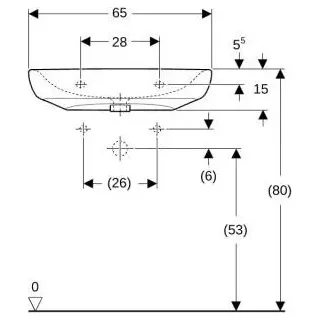 Geberit Waschtisch RENOVA COMFORT 650 x 550 mm, barrierefrei, mit Hahnloch, ohne Überlauf weiß 258567600 - Weiß