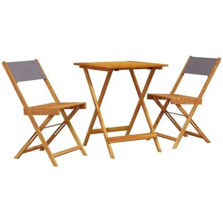 vidaXL 3-tlg. Bistro-Set Anthrazit Stoff und Massivholz - Grau