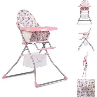 Moni Kinderhochstuhl Scaut, 5-Punkt-Sicherheitsgurt, Zubehörkorb, klappbar rosa - Rosa