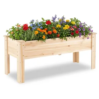 Costway Hochbeet aus Holz 119 x 45 x 51 cm Natur