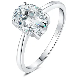 JewelryPalace Klassisch Ovalschliff 2ct Zirkonia Solitär Promise Ring Damen, Schmuck Set, Verlobungsring Damenring Silber 925 mit Stein für Frauen, Simulierte Diamant Jubiläum Eheringe Silberring 48