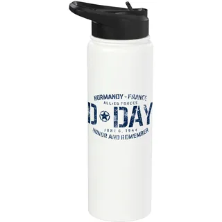 Normandie Frankreich D-Day Honor and Remember dunkelblauer Druck Stainless Steel Insulated Water Bottle