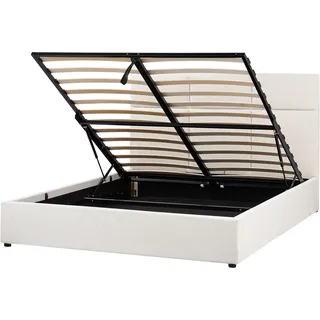 Beliani Polsterbett 160x200 cm Weiß, Lagord - Creme , Textil , 160x200 cm , Schlafzimmer, Betten, Polsterbetten