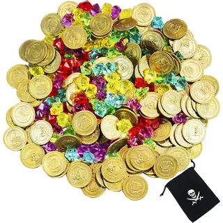 161 Stück Piratenschatz Set, Edelsteine Für Kinder Und Goldmünzen, Piratenparty Deko, Kindergeburtstag, Schatzsuche, Piratenkostüm Zubehör, Mitgebsel Für Piraten-Themenparty