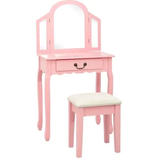 Maison Exclusive Schminktisch mit Hocker Rosa 65x36x128 cm Paulownia-Holz MDF - Rosa