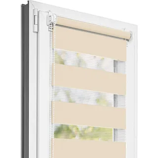 Estika Doppelrollo Klemmfix - 130 x 220 cm - Beige - Duo Rollo ohne Bohren - Beige