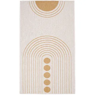Carpet City Outdoorteppich »DUO RUG 5739« rechteckig 5 mm Höhe Wendeteppich Wetterfest In- & Outdoor, Balkon, Terrasse, Wohnzimmer, gelb