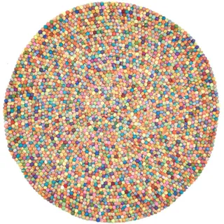 Theko Filzteppich Felty 34x34 cm , Multicolor , Textil , Abstrakt , Rund , 34x34 cm , für Fußbodenheizung geeignet , Teppiche und Böden, Teppiche, Schafwollteppiche