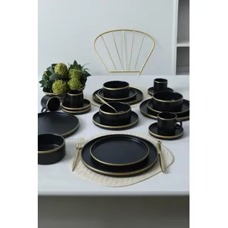 20-Piece Matte Black Dinner Set, 100% Ceramic Stoneware | Antibacterial, Easy Clean, Thermal Shock Resistant | Eco-Friendly, Dishwasher & Microwave Safe