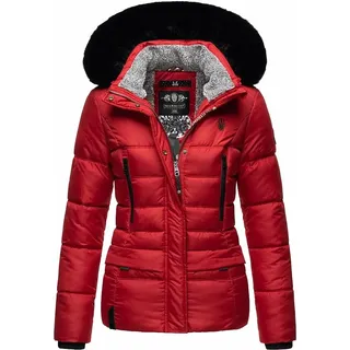 Marikoo Loveleen Damen Winter Steppjacke mit Kapuze Parka Mantel Winterjacke Rot Gr. 36 - S - Rot