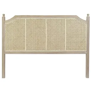 DRW Kopfteil für Bett, 160 cm, aus Rattan, mit Struktur aus antikem Holz, 160 x 6 x 120 cm