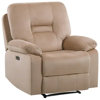 Beliani Relaxsessel Samt 90 x 101 x 74 cm Beige elektrisch verstellbar mit Kissen